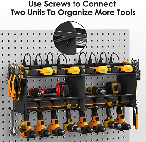 CCCEI Wall Mount Modular Tool Charging Organizer, Black, 1 Pack, 3 Tier.