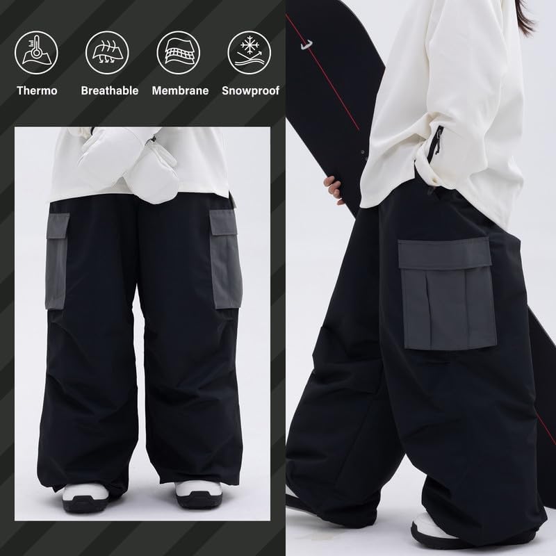 SNOWVERB Loose Fit Snowboard Leopard Ski Snow Baggy Pants for Men and Women