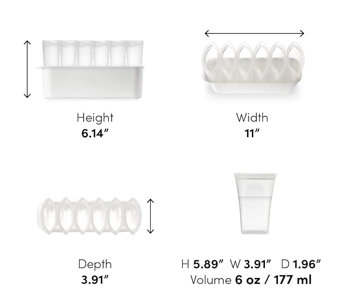 Zip Top Reusable 100% Platinum Silicone Breast Milk Storage, Made in the USA - Bag Set of 6 + Freezer Tray