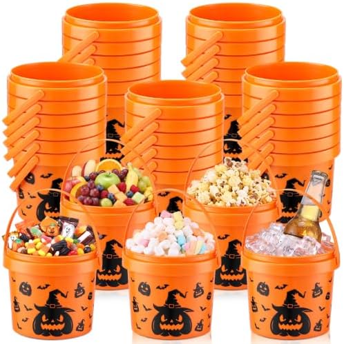 30 Pack 50 oz Halloween Trick or Treat Bucket Bulk