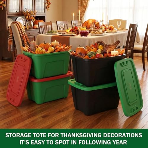 SIMPLYKLEEN Storage Bins with Lids - Made in USA 18-Gallon (72-Quart) 4-Pack Stackable and Nestable Storage Boxes Plastic Large Storage Container Heavy-Duty Organizing Totes for Bathroom, and Office