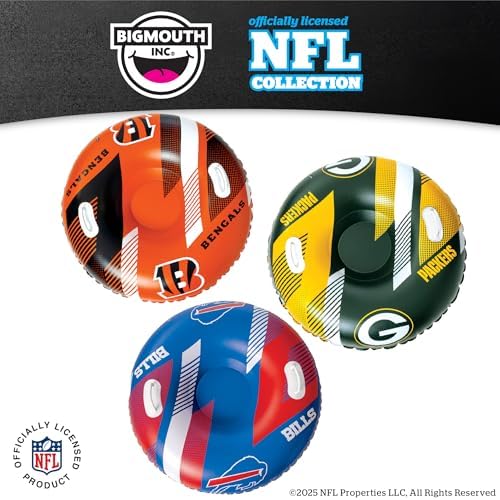 Big Mouth Inc NFL Snow Tube, Heavy Duty Inflatable Snow Sled for Winter Tubing, Ride-On Snow Tube with Handles for Kids and Adults, Outdoor Winter Fun and Football Fan Gifts