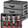 Preboun 4 Pack Christmas Nutcracker Storage Box Clear Top,Gray