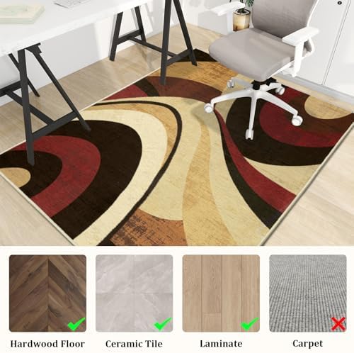 Office Chair Mat for Hardwood Floor, 72"x48" Easy Glide Computer Desk Mat Protector for Rolling Chair Under Desk Rug Nonslip Backing, Machine Wash, (Modern)