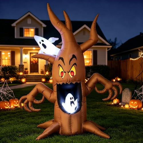 Oasis Trim 6Ft Inflatable Halloween Ghost Tree, Inflatable Yard Decoration with LED Lights, Perfect for Lawns, Gardens, Patios, and Outdoor Holiday Parties
