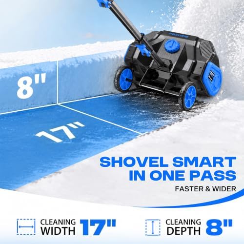 40V Electric Cordless Snow Shovel, 17 Inch Brushless Snow Blower with 2×4.0Ah Batteries & Fast Charger, 30FT Throw Distance Snow Shovel for Driveway, Patio, Deck, Walkway