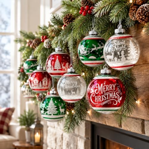 16 Pcs Vintage Glass Christmas Ornament Reflector Decor, 50S