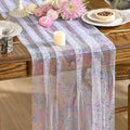 Artoid Mode Colorful Gold Gauze Table Runner 120 Inch 10FT, Glitter Metallic Foil Sheer Dining Wedding Anniversary Holiday Birthday Table Decor for Home Party