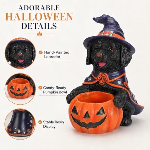 Halloween Black Labrador Candy Bowl, Pumpkin Candy Holder