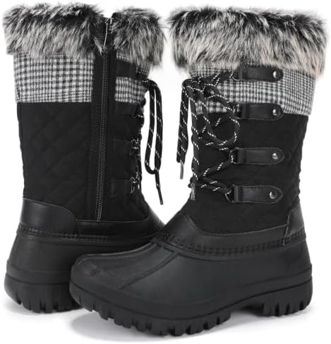 STQ Womens Winter Snow Boots, Waterproof Insulated Mid-Calf Duck Boots