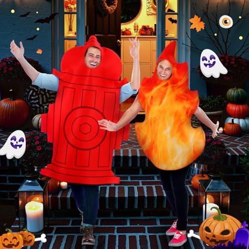 Seenelling Funny Halloween Costume for Couple 2pcs Fire and Fire Hydrants