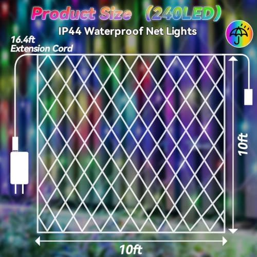 LitHome 10 x 10FT Christmas Net Lights Outdoor Connectable, 240 LED