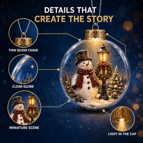 Glowing Christmas Story Ornaments, 6 Pack Light-Up Mini Scenes for Tree