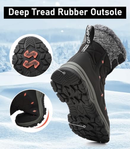 ziitop Men's Winter Snow Boots Waterproof Warm Fur Lined Insulated Boots