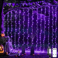 JMEXSUSS 300LED Purple Halloween Lights, 9.8x9.8ft Curtain Lights Plug in
