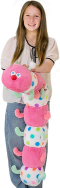 ELAINREN Long Pink Caterpillar Stuffed Soft Pillow/35.4''