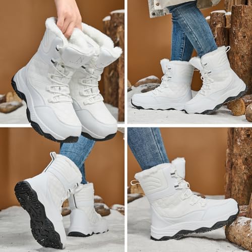 Snow Boots for Women Waterproof Mid-Calf Booties Winter Hiking Boot Durable Warm Winter Outdoor Footwear Fur Lined Boot Non-Slip Climbing Shoes