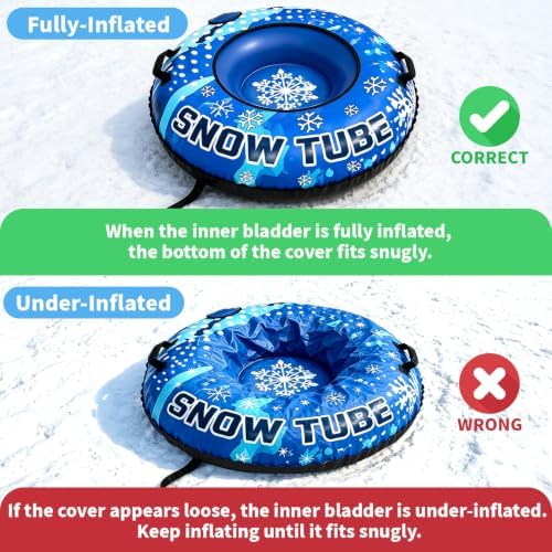 CAMPLAND Heavy Duty Snow Tube 47in Inflatable Sled Tube for Adults & Kids