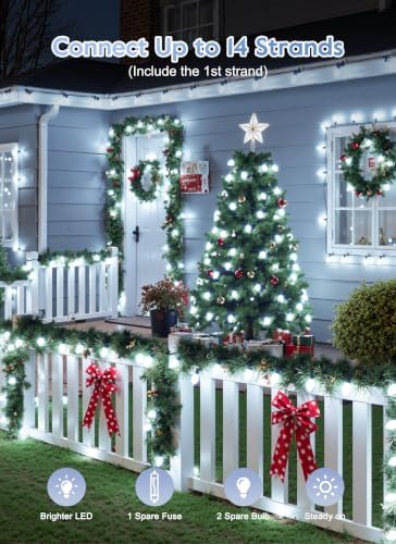 Vintage C9 Christmas Lights Outdoor, 100Ft 50 LED Pure White String Lights