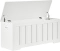 VANKILEY 43.3" Storage Chest Extra Large,Storage Trunk with 2 Safety Hinges,Wooden Storage Bench,Shoe Bench,43.3x15.7x19.1 Inch,Easy Assembly,Storage Bench for Bedroom,Living Room,entryway(White)