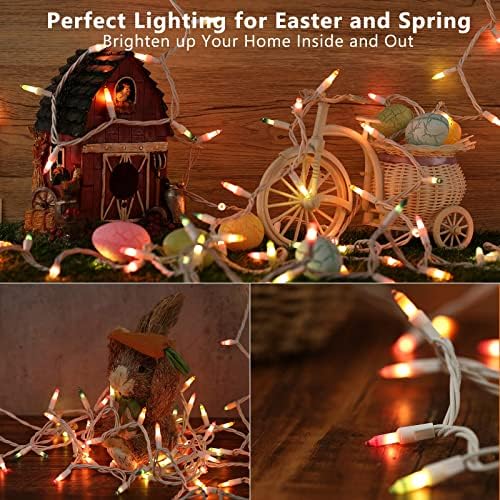 Brizled Easter Lights, Incandescent Pastel String Light, 150 Count, 34.8ft