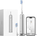 Laifen Wave Pro Sonic Toothbrush, 60° Oscillation & Pressure Sensor, Silver | Aluminum Material, APP Connectivity, 2 Replacement Brush Heads, 70-Day Battery, Travel Friendly, Wireless Charging, Easy Grip