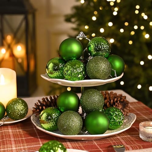 Valery Madelyn Christmas Tree Decorations Ornament Set, 50ct 2.36 Inches Green Shatterproof Christmas Ball Ornaments Hanging Xmas Holiday Party Decor