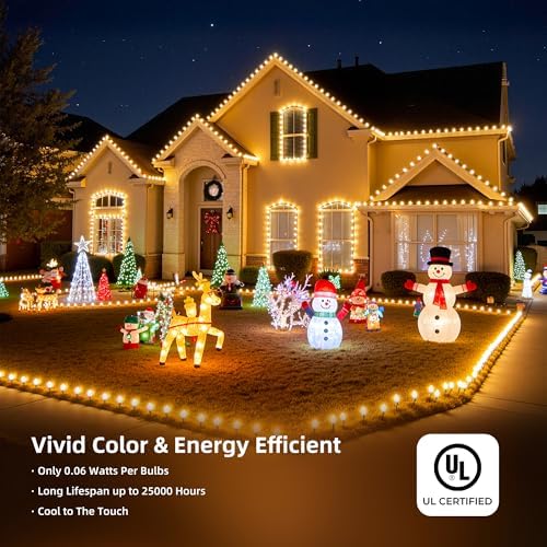 C9 LED Christmas Lights Outdoor, 97ft 150 LED Waterproof Strawberry Christmas Decorations String Lights, Plug in Vintage Christmas Tree Lights for Outside, Roof, Patio, Wedding, Party, Warm White