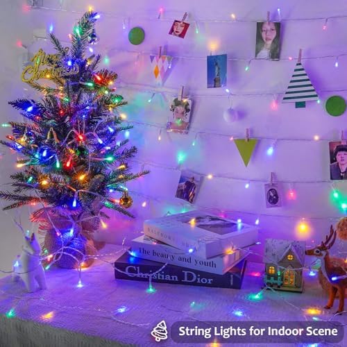 2 Pack 200 LED Battery Operated String Lights, Twinkle Lights Multicolor