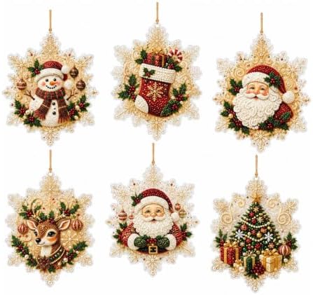 6PCS Christmas Ornaments DIY Pearl Diamond Art Kits for Adult Holiday