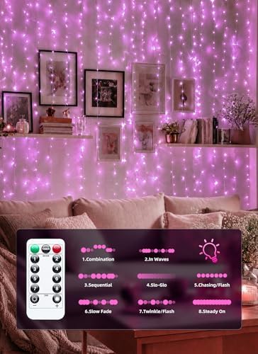 Brightown 300 LED Fairy Curtain Lights, 9.8ft x 9.8ft Curtain String Lights
