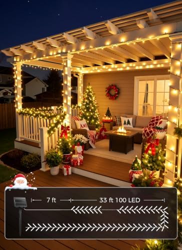 6 Pack 600 LED Solar Christmas Lights Outdoor Waterproof, Warm White 240 FT