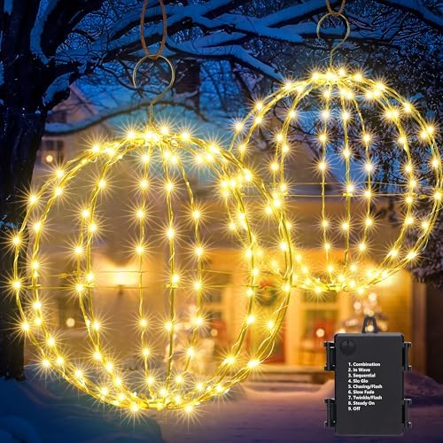 Flacchi Set of 2 Sizes Battery Operated Christmas Ball Lights Warm White