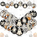 Outus 16 Pcs Halloween Ornaments for Tree Boo Ghost Halloween Ball Hanging Decorations Ghost Vintage Decorative Mini Ball Ornaments Set for Farmhouse Home Indoor Fireplace Holiday Party Favors
