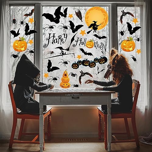 Pumpkin Spider Bats Shop Window Clings for Halloween Decorations Home Decor