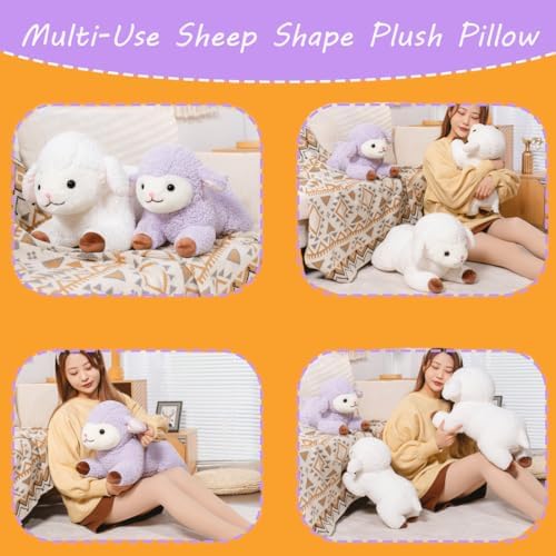 ELAINREN Ultra-Soft Purple Sheep Stuffed Big Pillow/19.6''