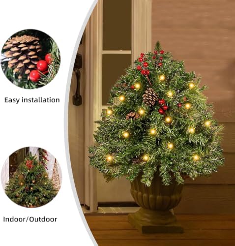 Lighted Christmas Urn Filler, 2 Pack 24 Inch Warm White Planter Decor