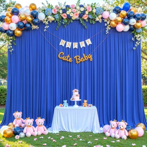 Royal Blue Backdrop Curtain for Parties Wrinkle Free Blue Photo Curtains Backdrop Drapes Fabric Decoration for Wedding Birthday Party Baby Shower 5ft x 8ft,2 Panels