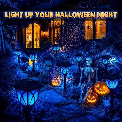 GIGALUMI Solar Halloween Lights Outdoor Decor, Solar Pathway Lights 8 Pack