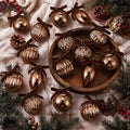 Syhood 18 Pcs Brown Christmas Mercury Glass Balls Ornaments, 6 Styles