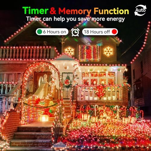 Hezbjiti 2Pack 1000 LED 403 FT Christmas Lights Outdoor String Lights 8 Modes with Timer Memory Waterproof Fairy Lights Plug in for Classroom Bedroom Patio Wedding Party Holiday Xmas Decorations(Red)