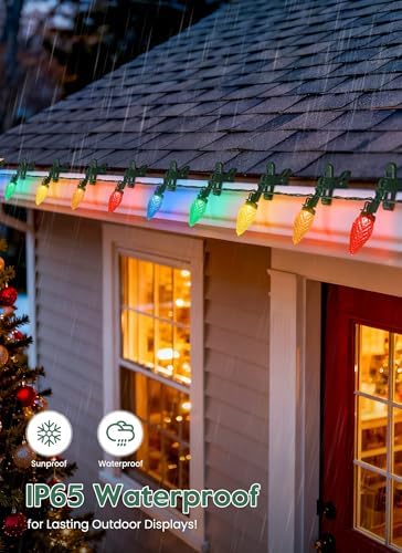 C9 Christmas Lights Outdoor, 102FT 150 LED String Lights with Spring Clips
