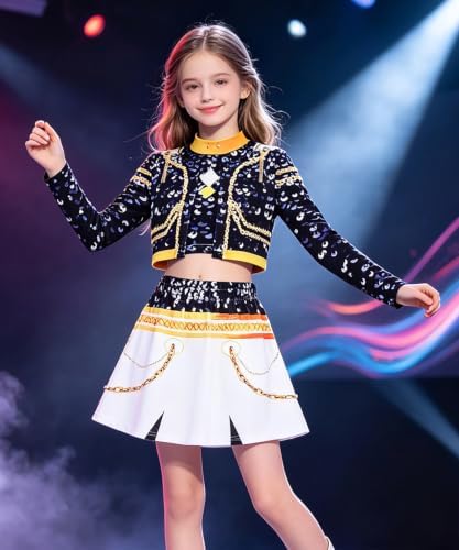 Kids Pop Star Hunter Costume Girls Halloween Costumes with Accessories Set
