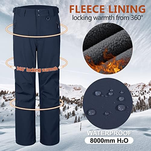 Outdoor Ventures Men's Fleece Lined Ski Snow Pants Waterproof Insulated
