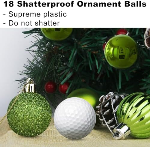 Lime Green 1.6" Small Christmas Balls Christmas Tree Decoration Ornaments Shatterproof Hanging Balls for Birthday St. Patrick's Day Easter Mardi Gras Holiday Wedding Decorations Set of 18pcs