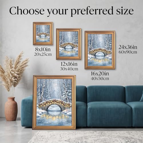 Framed Snowy Bridge Winter Art Print Gold Frame Inch 8x10