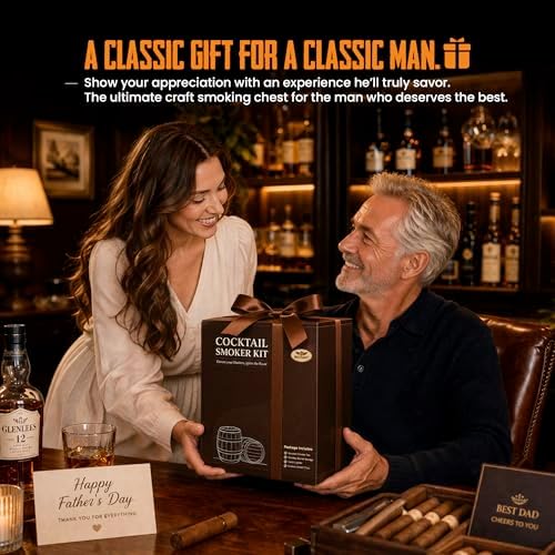 INSISART Whiskey Smoker Kit, Old fashioned Smoker Kit with Barrel,Black