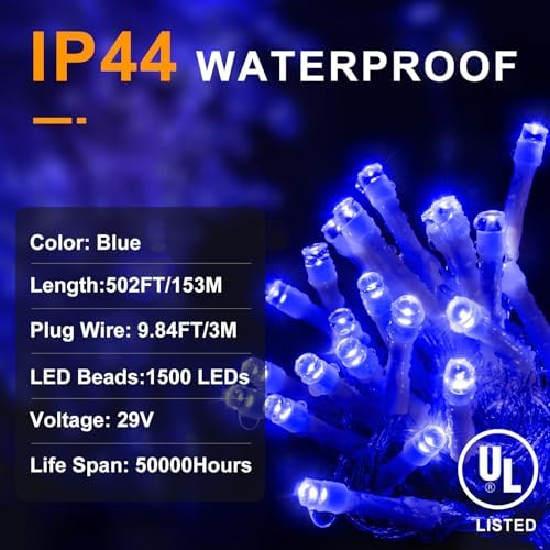 KNONEW 600ft 1500 LED Christmas Lights Outdoor String Light for Tree Decor