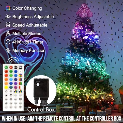 164 FT 500 LED Halloween Lights Outdoor , Waterproof RGB String Lights with Remote Control& Timer Function, 24 Colors Changing Fairy Lights for Indoor Outdoor Room Wall Christmas Tree Party Decoration