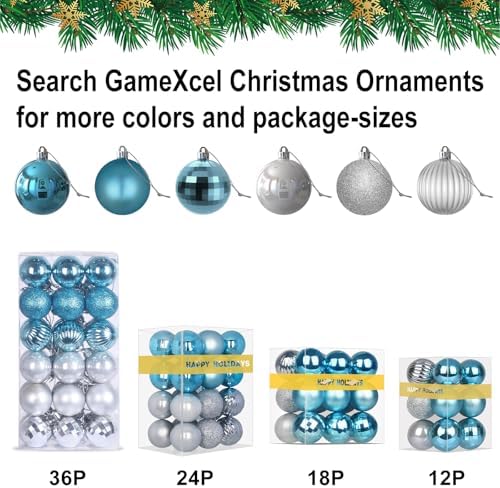 Baby Blue 2.5" Christmas Balls Christmas Tree Decoration Ornaments Shatterproof Hanging Balls for Birthday Halloween Holiday Wedding Decorations Set of 10pcs